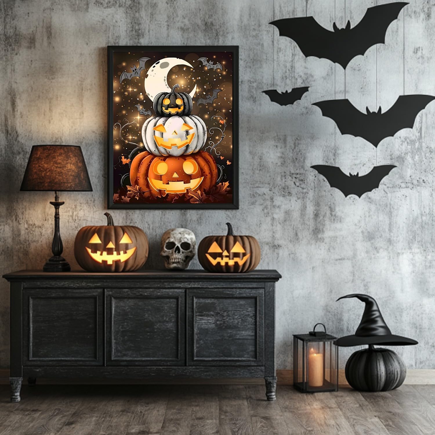 Reivworl Halloween Diamond Art Kits for Adults, Pumpkin Diamond Painting Kits, Gem Art Kit for Gifts and Home Interior Decor 12x16 Inch image 3