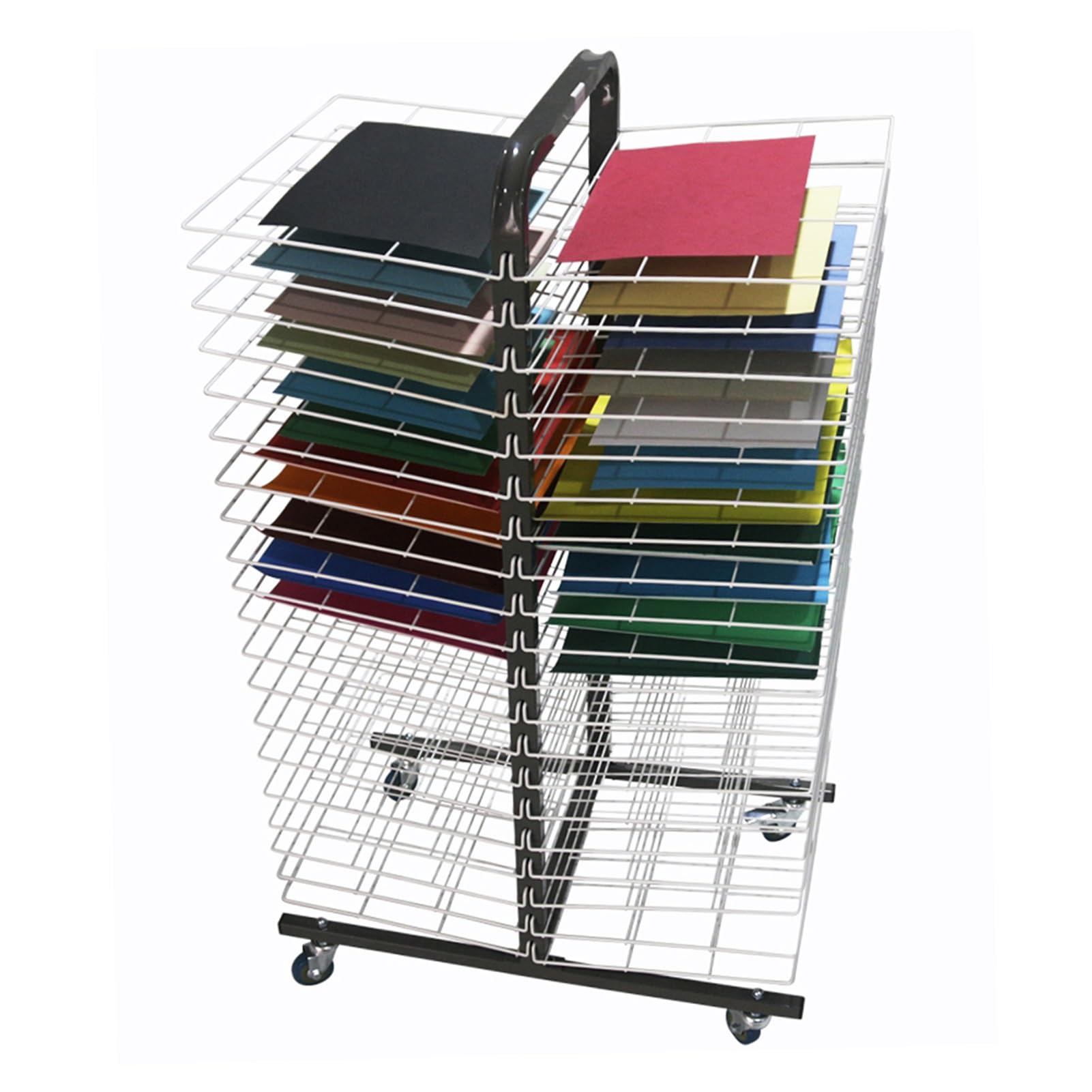 Aioneer Art Drying Rack, Mobile Metal Art Storage Rack with 40 Removable Shelves for Drawing Stacking Racks, Suitable for Schools, Art Studios and Homes