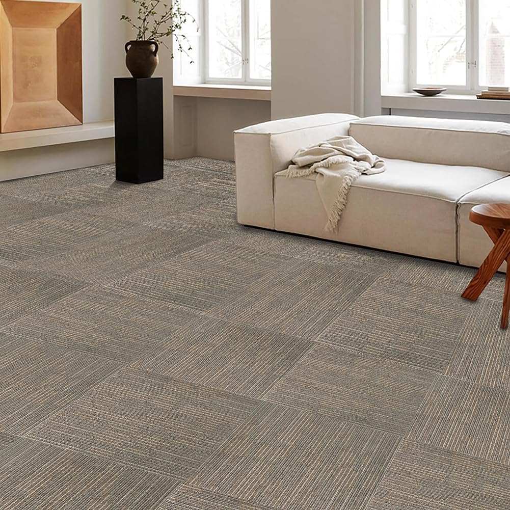 ALTRUISTIC Heavy Duty Bedroom Carpet Tiles, 24" x 24", Non-Slip Soft Commercial Square Floor Tile, 18 Pieces/72 sq ft, FlexLok Tabs Included, for Office Living Room Kitchen Basement Gym