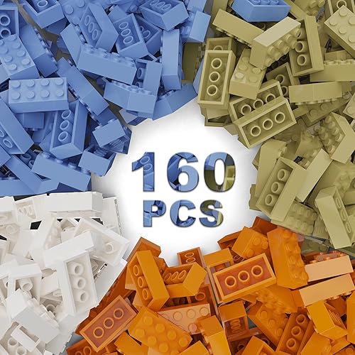 160 ladrillos de construcción clásicos, ladrillos a granel de 2 x 4, compatibles con piezas y piezas de Lego, juguetes creativos de bloques de