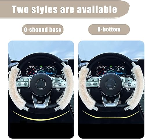 Miniatura 5 de QODOLSI 1 funda de agarre para volante de automóvil, funda protectora térmica en forma de O con incrustaciones de diamantes de imitación de felpa de