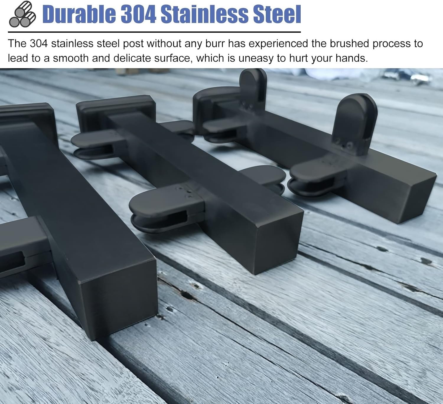 Square Balustrade Posts - 90cm Height Optional, Stairs Deck Balcony Glass Railing Post for Glass/Plastic/Wood/Acrylic, 304 Stainless Steel (Color : Shallow Grey, Size : H