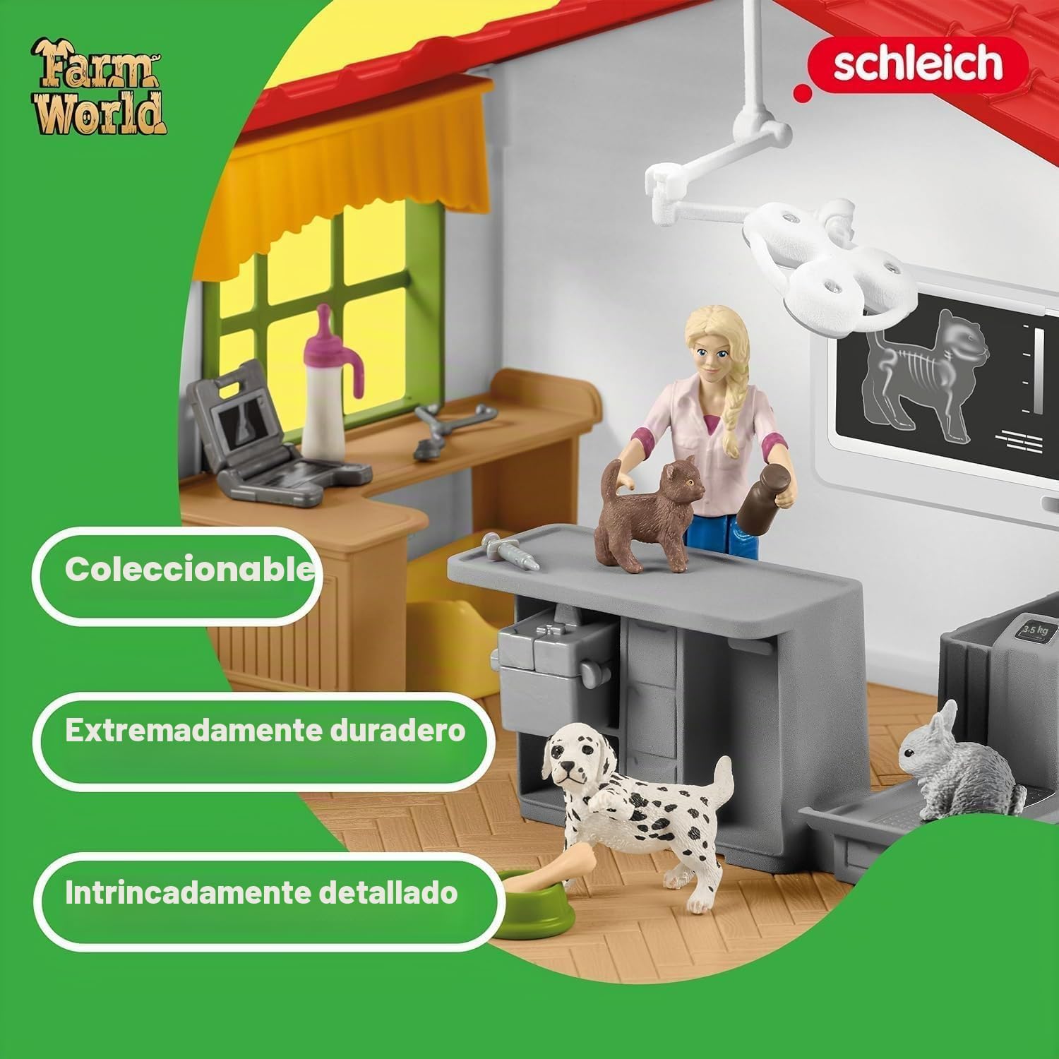 Schleich Farm World 42502 — Set de Clínica Veterinaria para Animales, 27 Piezas — Incluye Clínica, Veterinario, Animales de Juguete y Accesorios — Juguetes para Niños de 3 Años o Más