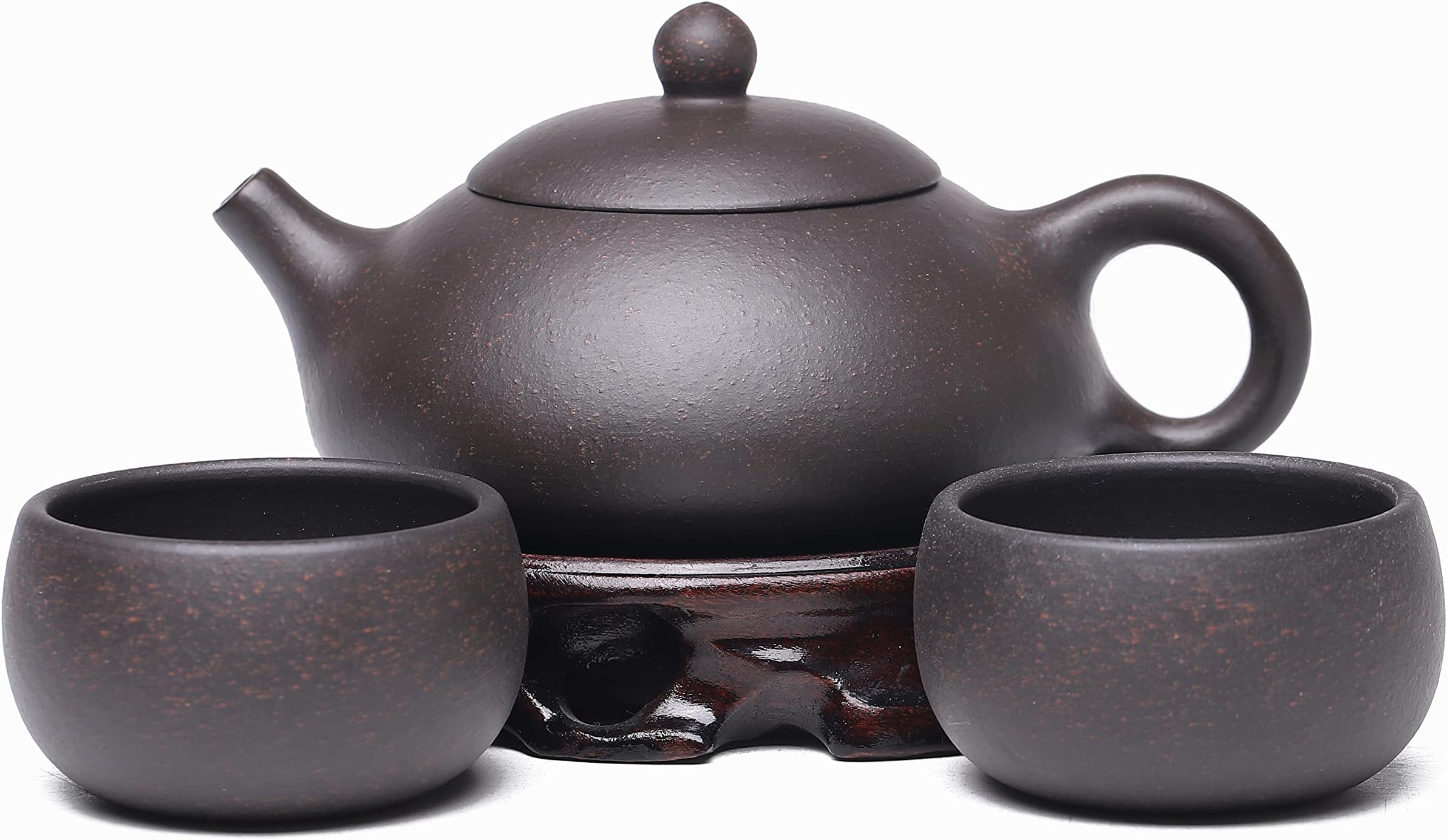 Zisha Small Teapot Set,Chinese Yixing Clay Tea Pot 6.2 Oz with 2 Cups,Beginner Brew Kong Fu Tea Maker