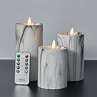 Vista 15 de VENTA Juego de 3 velas de pilar de marfil cálido Velas de cera real operadas por baterías con llama parpadeante Decoración atemporal para todo