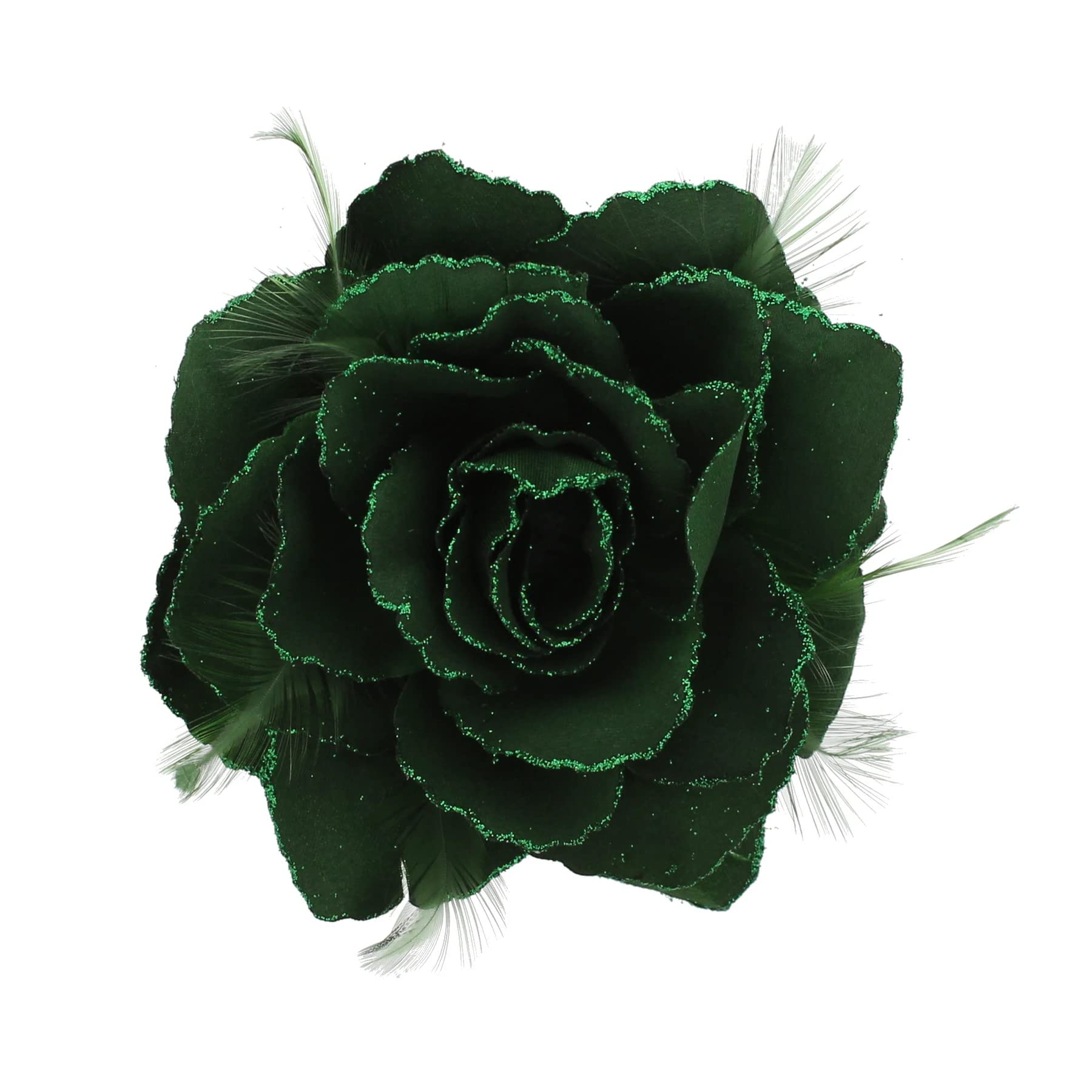 Pince à Cheveux Rose Topkids - Broche Et Barrette Fleur - Vert Bouteille - Pour Mariage, Fête, Femme Et Fille