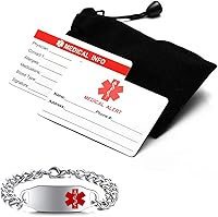 Vista 7 de Pulsera de alerta médica para mujeres y hombres Pulsera médica grabada para hombres Pulseras de identificación médica de acero inoxidable