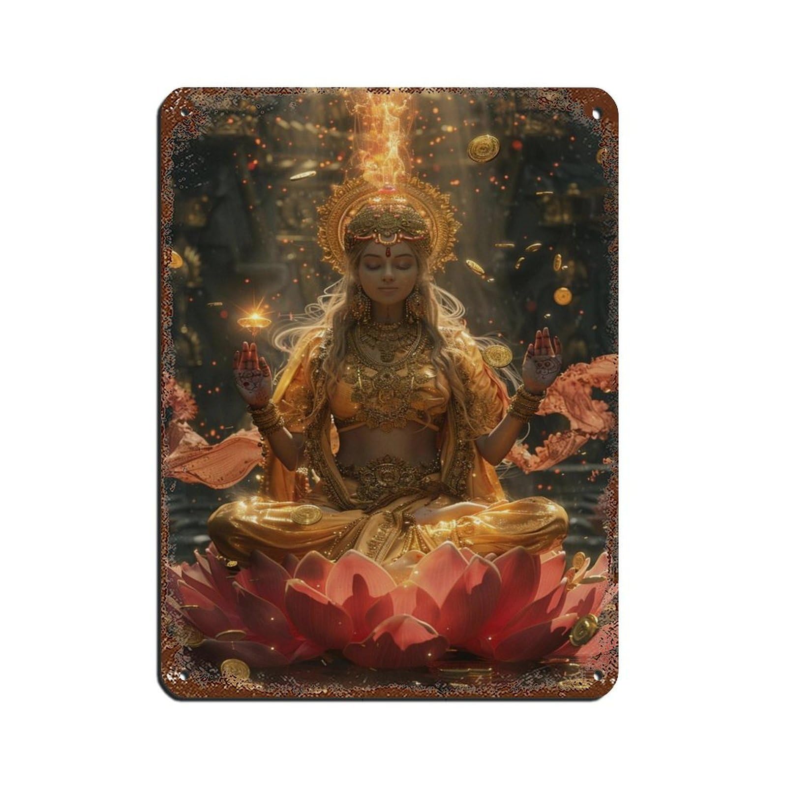 Goddess Art, Lakshmi Art Retro Poster Metal Tin Sign Chic Art Retro Iron Painting Bar People Cave Cafe Family Garage Poster Wall Decoration 12x16inch(30x40cm)