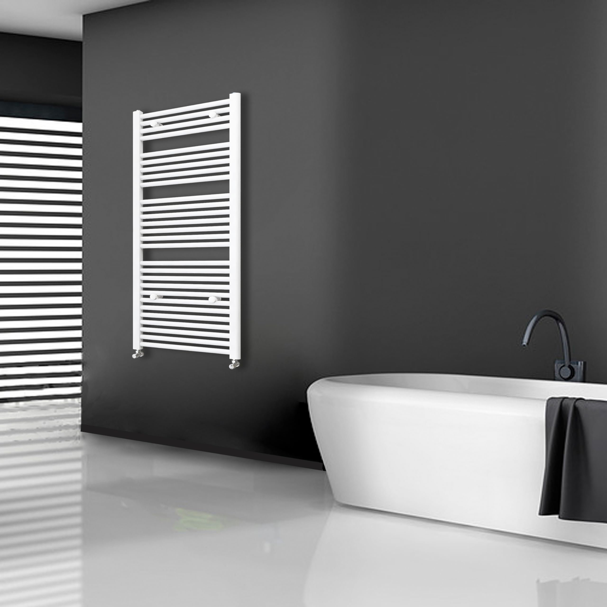 Biubiubath White Straight 1200X450mm Heated Towel Rail Radiator Ladder Warmer Radiator