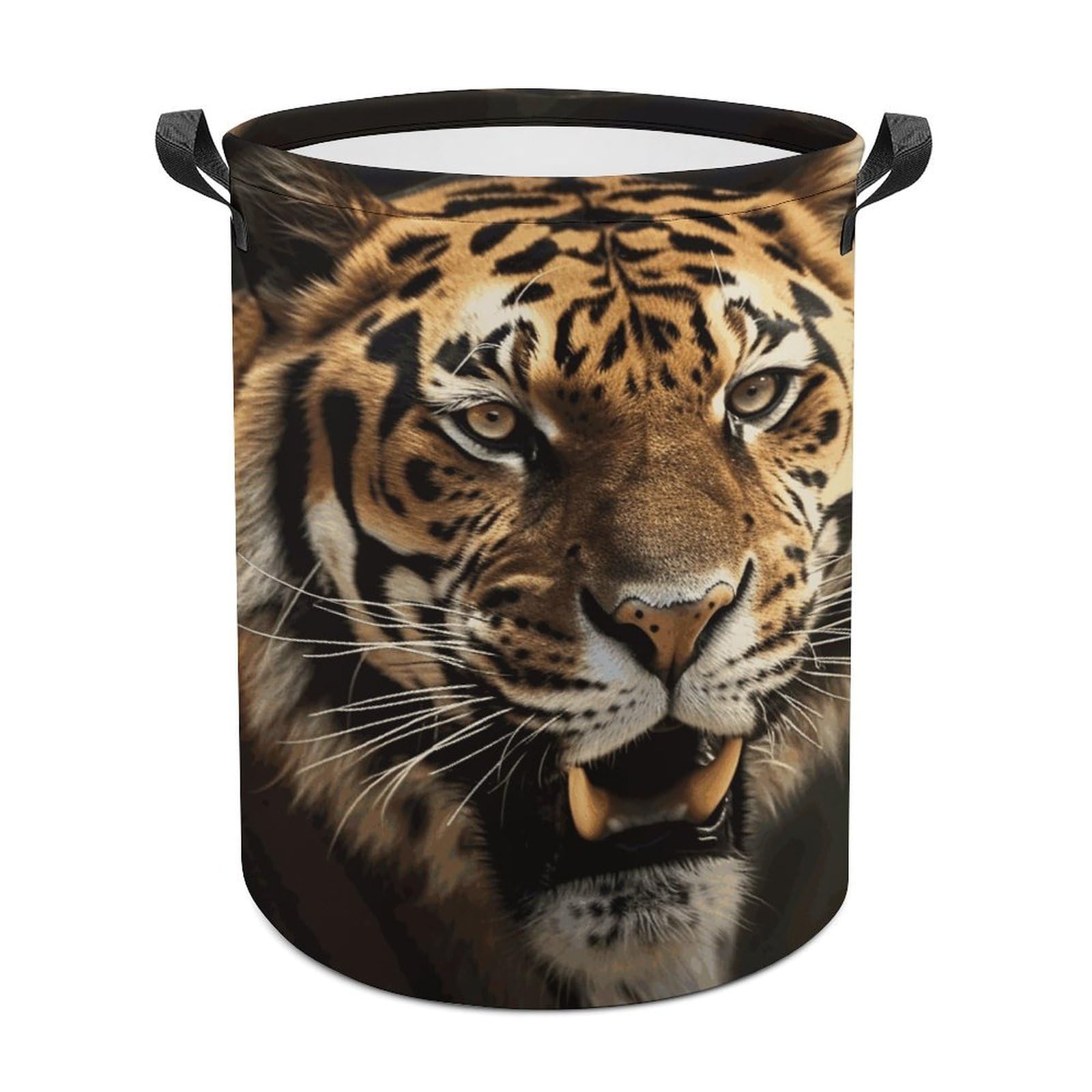 Tiger Laundry Basket Freestanding Waterproof Laundry Hamper Collapsible Tall Clothes Hamper with Reinforced Handles Waterproof Laundry Bag for Dorm Bathroom Home 44x35cm
