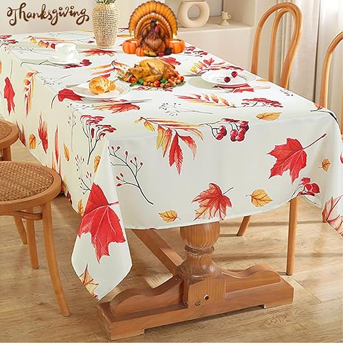 Miniatura 3 de Mantel rectangular de Acción de Gracias, mantel de poliéster a prueba de derrames, manteles de otoño para mesa rectangular, funda de mesa de fiesta