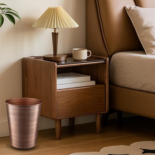Miniatura 7 de Monarch Abode Cubo de basura de metal hecho a mano de cobre para el hogar, oficina, dormitorio, cesta de basura decorativa, cubo de basura moderno