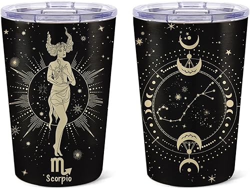 Regalos de escorpio para mujeres, vaso de constelación de escorpio, vasos de acero inoxidable del zodiaco, fanáticos de la astrología, regalos de