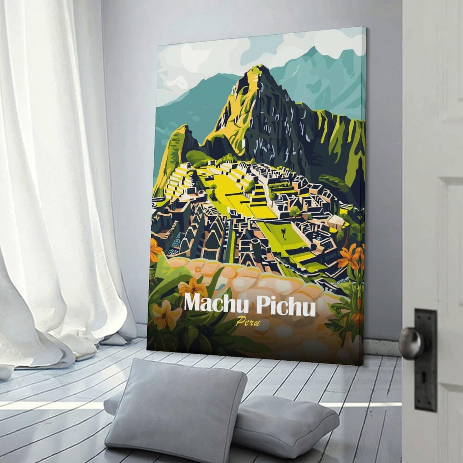 Junmoney Canvas Art Print Machu Picchu Peru (2), 20x30inch(50x75cm), for Office, Study Or Home Workspace, Home Office Artwork with Decorative Appeal