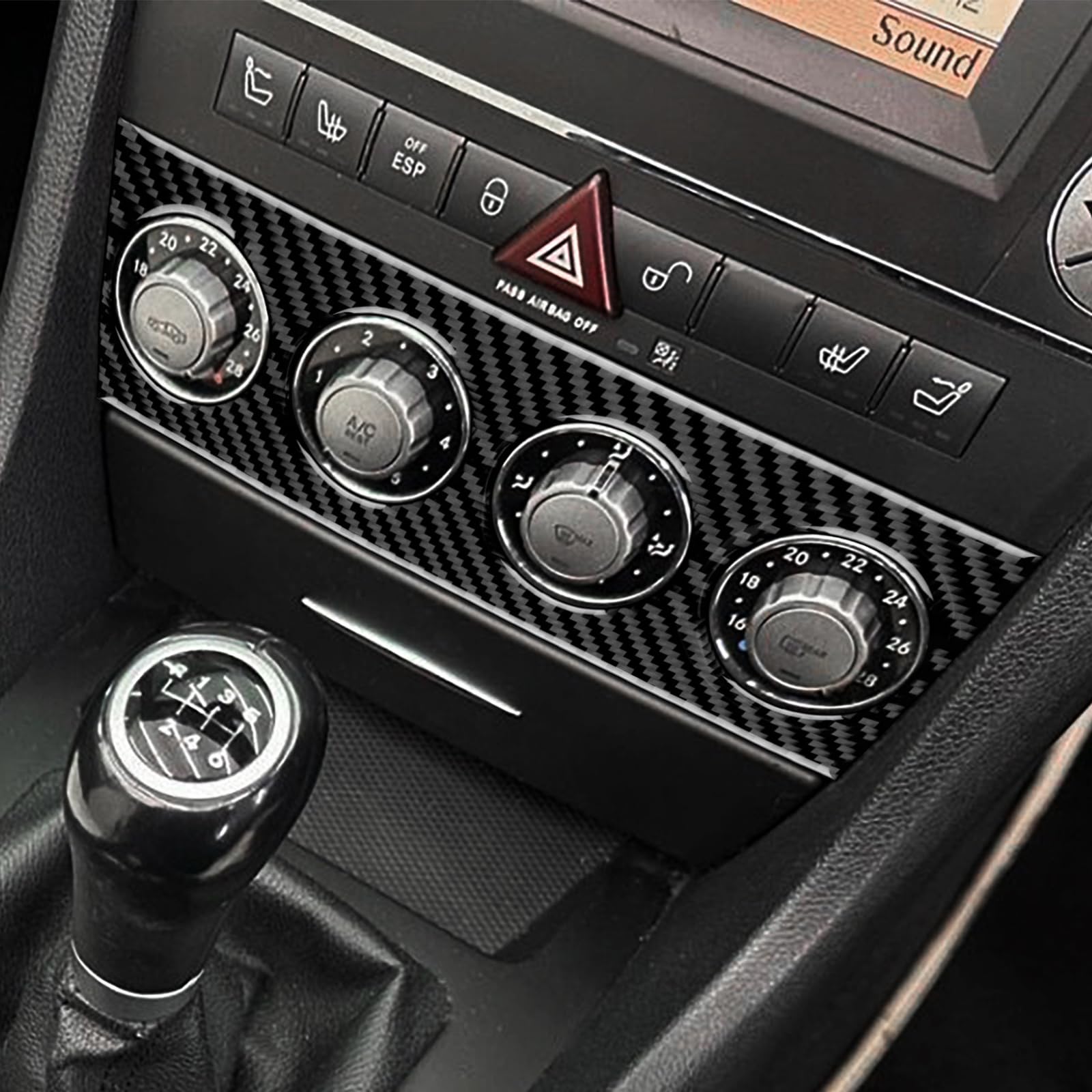 KUNGKIC Per Mercedes-Benz SLK R171 2004 2005 2006 2007 2008 2009 2010 Fibra di Carbonio Auto Controllo Centrale AC Pannello Multifunzione Pannello Pannello Pannello di Controllo Decalcomania Accessori