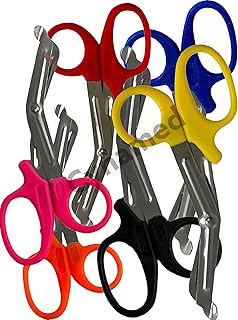 NEW PREMIUM GRADE 6 PCS ( BLACK & YELLOW & BLUE & RED & ORANGE & PINK ) PARAMEDIC UTILITY BANDAGE TRAUMA EMT EMS SHEARS SCISSORS 5.5 INCH STAINLESS STEEL