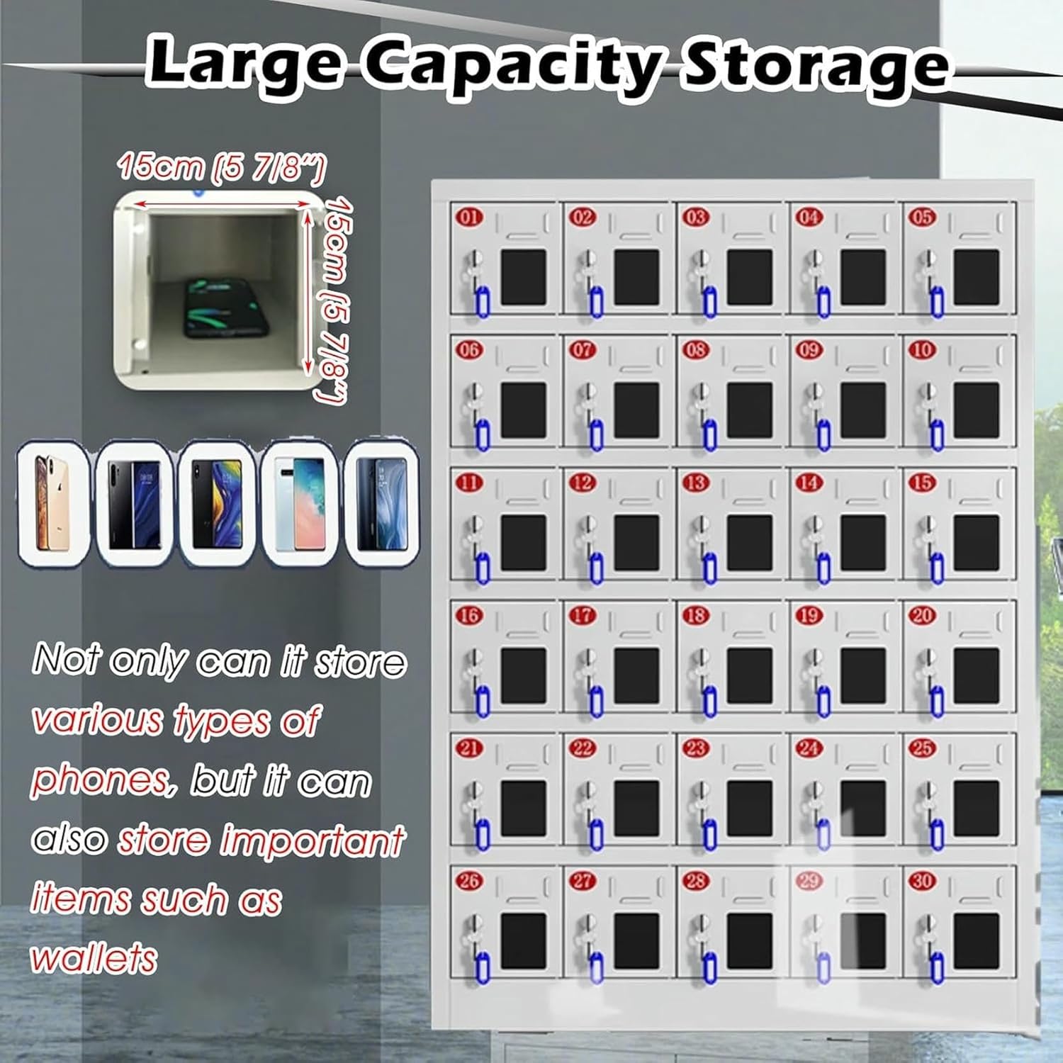 Cell Phone Locker Box - Secure Mobile Phone Storage Lockbox, for Offices, Exam Halls, Laboratories, Saunas - Safe Phone Storage Cabinet for Workplaces