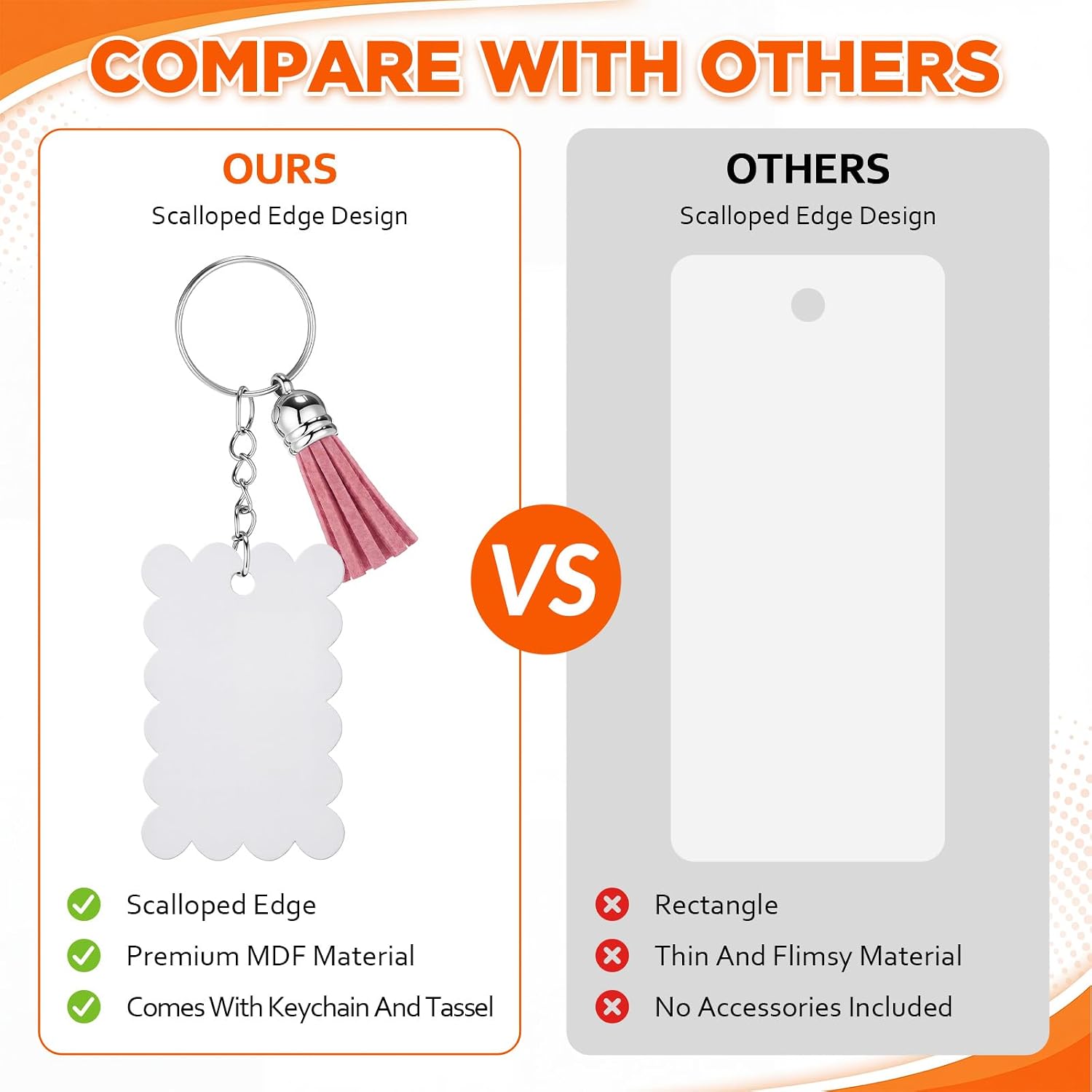 SiliFine 160 Pcs Sublimation Keychain Blanks Double Sided with Tassels