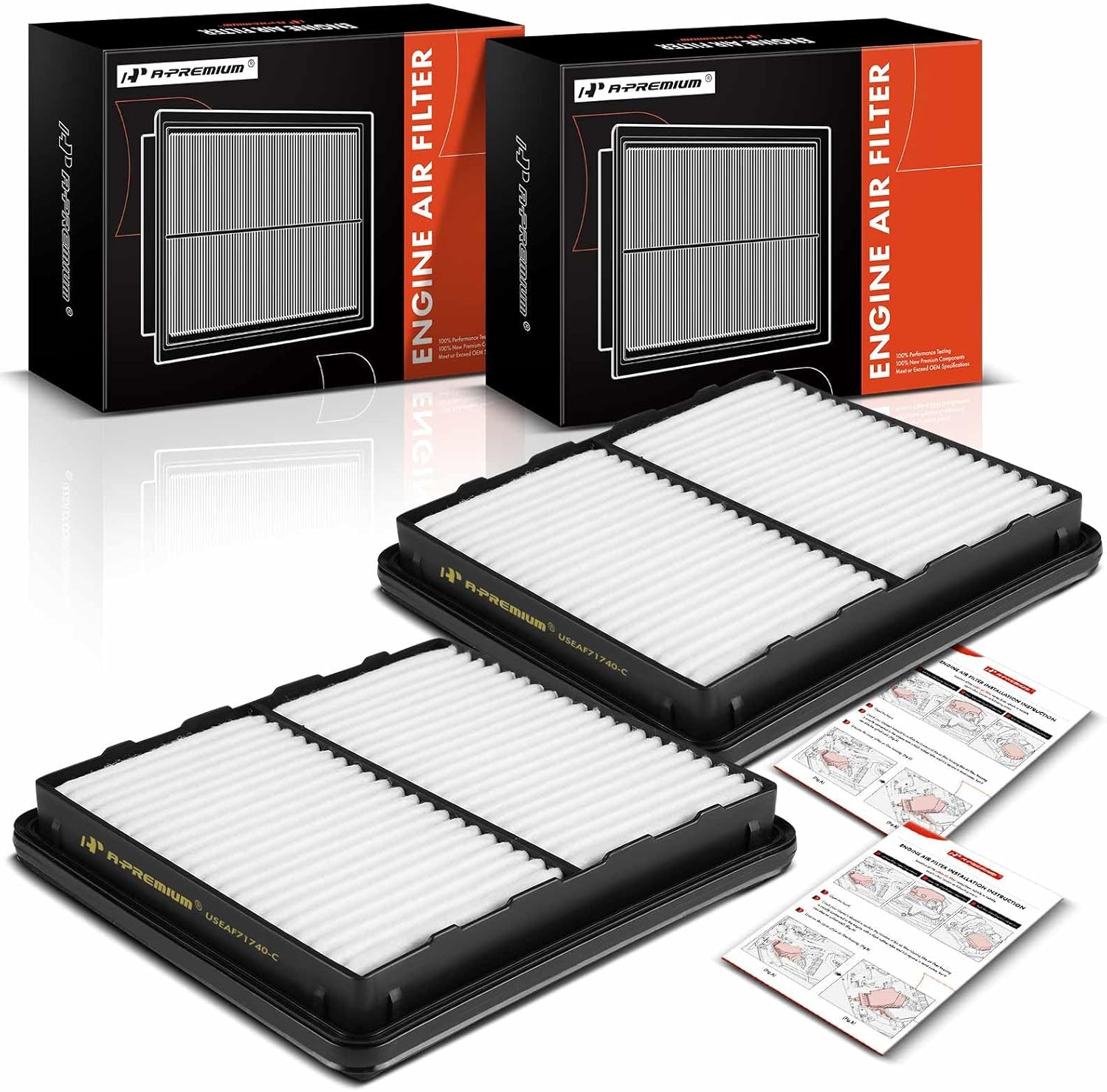 A-Premium 2-PC Engine Air Filter Compatible with Honda Civic 1992-1995, Civic del Sol 1993-1997, Replace# 17220P07000