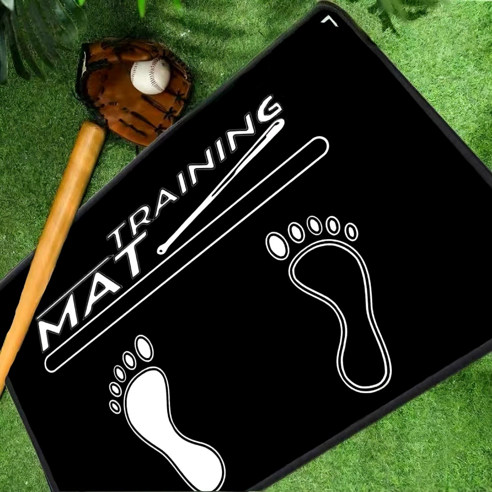 BWZYDY Baseball Batting Mat, Softball & Baseball Hitting Mat with Home Plate for Batter, Anti-Slip Batting Cage Mat W/Batting Stance Alignment Guide for Swing Pitching Training