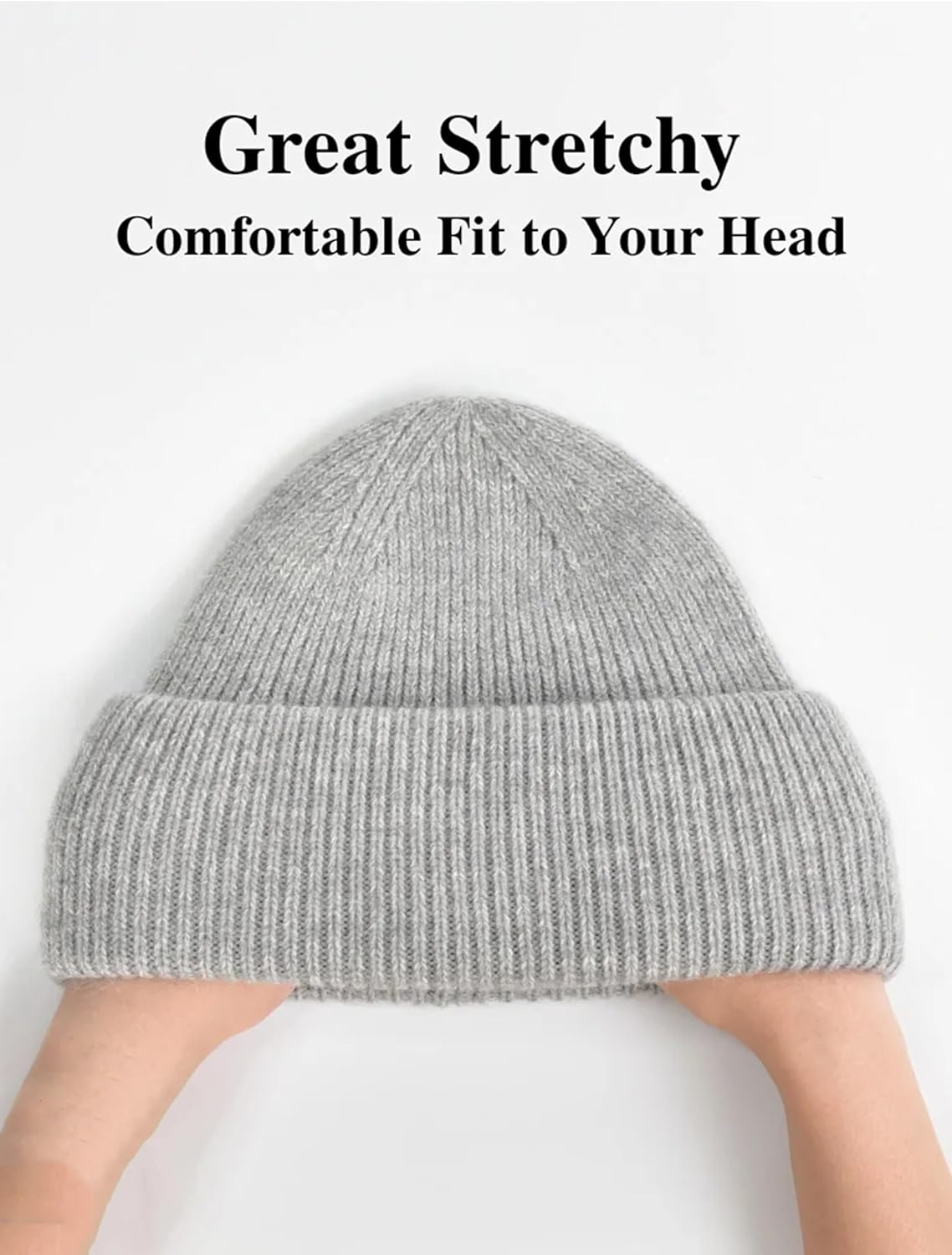 Women's Warm Double Layered Cuff Knit Beanie Hat Winter Outdoor Thick Ski Skull Cap Solid Color Slouchy Cold Weather Hat