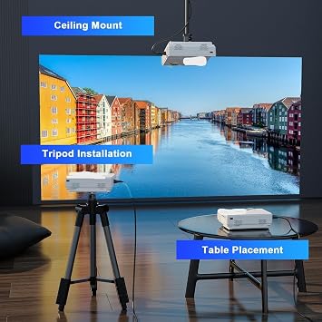 Mini Projector, 2025 Upgraded 14000L Portable Video Home Projector, HD 1080P Supported, Compatible with TV Stick, HDMI, USB, AV, Laptop, iPhone, Android Smartphone
