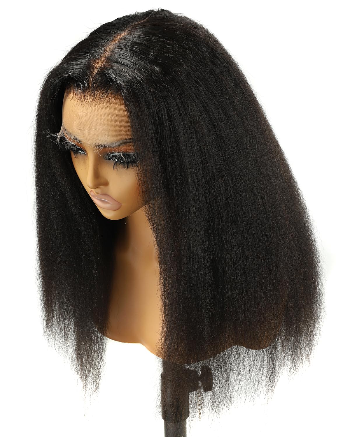 Photo 1 of BEEOS Kinky Straight 13x6 SKINLIKE Real HD Lace Wig, Ultra-fitted Wig Cap 250% Density Pre-Plucked Bleached Knots 0.10mm Ultra-thin Full Frontal HD Lace Human Hair Wigs 18 Inch