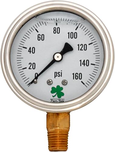 Miniatura 2 de Zenport LPG1000 Zen-Tek Medidor de presión relleno de líquido de glicerina, 1000 PSI