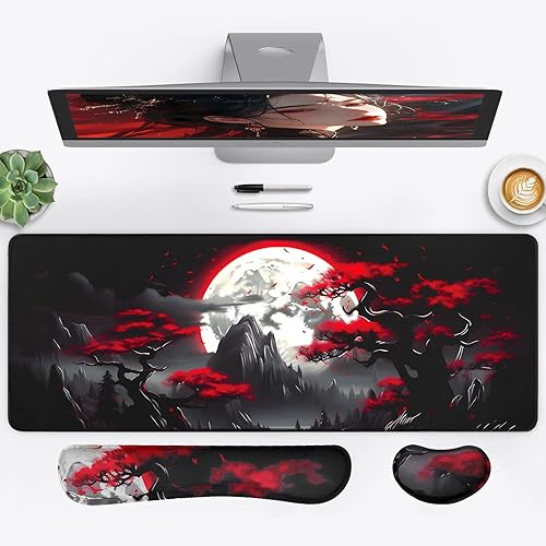 Miniatura 27 de Alfombrilla de ratón para juegos, gran alfombrilla de ratón para teclado y ratón con base de goma antideslizante, adecuada para la escuela, oficina,