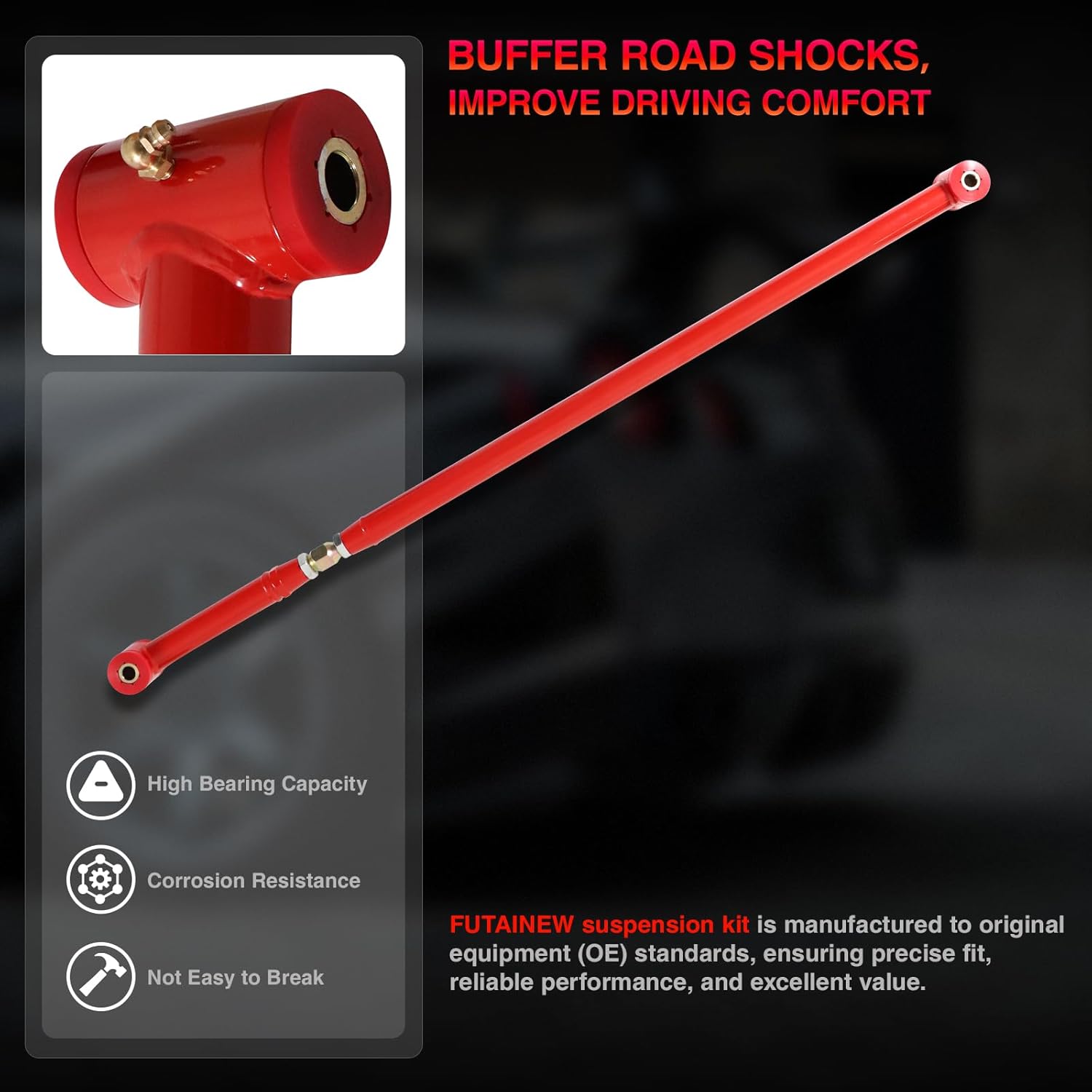 Rear Adjustable Panhard Bar for Ford Mustang 2005-2014, Single Adjustable Panhard Track Bar Red 2-Door (1 Pack)