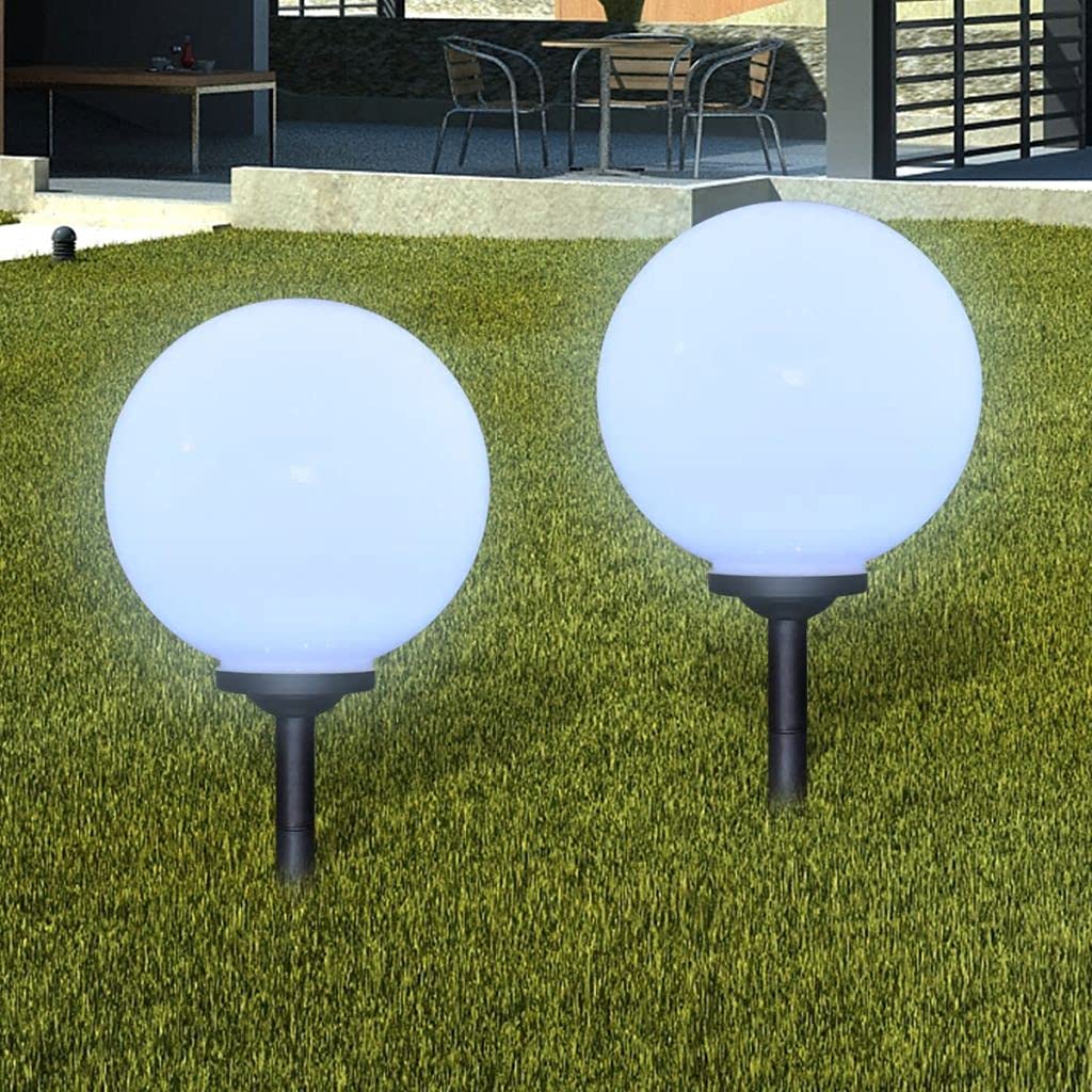 Kstyhome Boule Solaire extérieure de Jardin 30cm 2 pièces avec Piquet de Sol