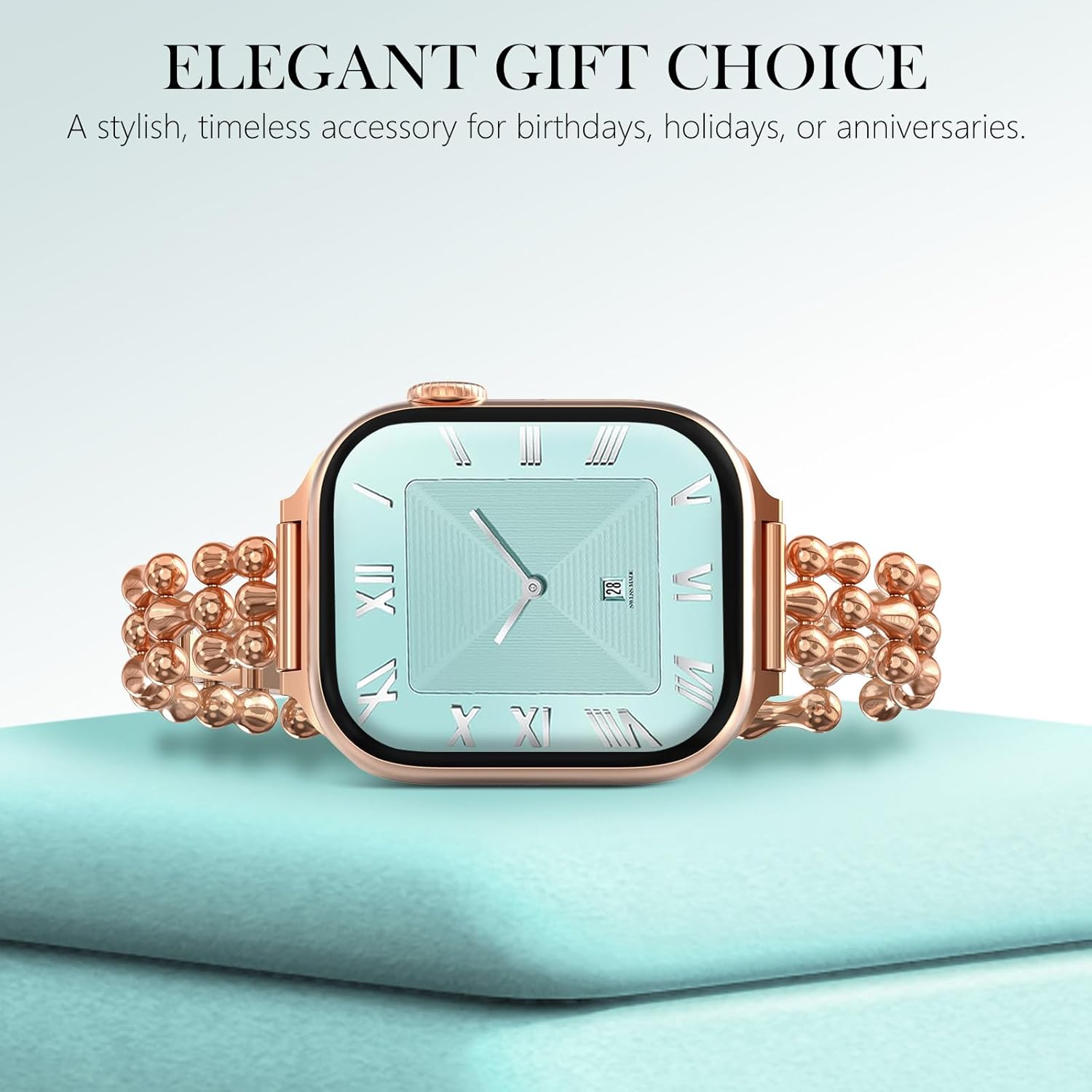 NewWays for Apple Watch Band 38mm 40mm 41mm 42mm 44mm 45mm 46mm 49mm for iWatch Series 11 10 9 8 7 6 5 4 3 2 1 SE Ultra, Slim Designer Stainless Steel Chain Link Bracelet Women Dressy for iWatch Band