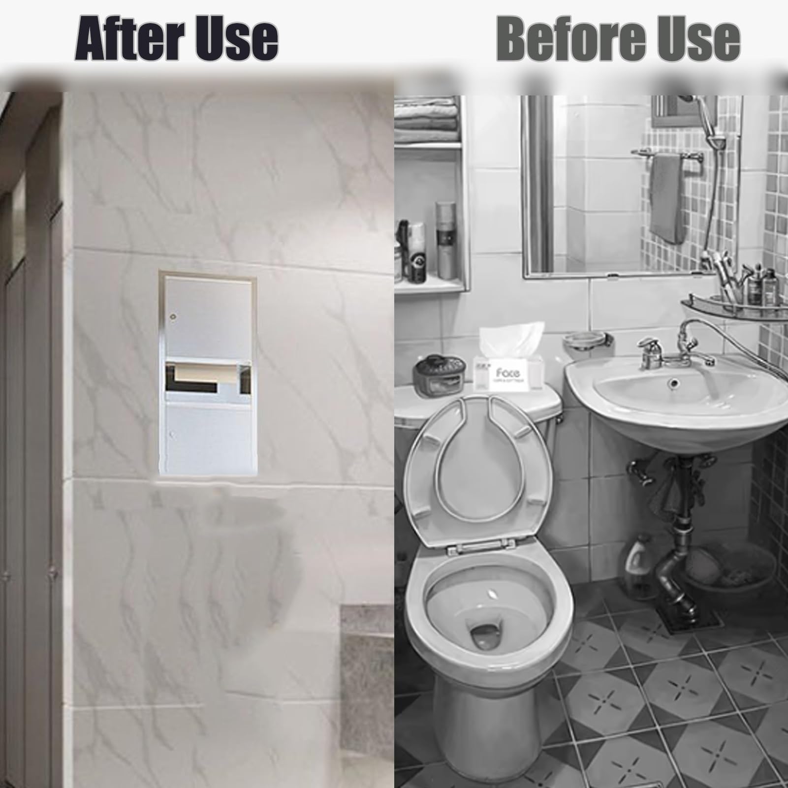 Soporte de pared para papel higiénico con cerradura y llave y armario empotrado para almacenamiento de baño y ducha
