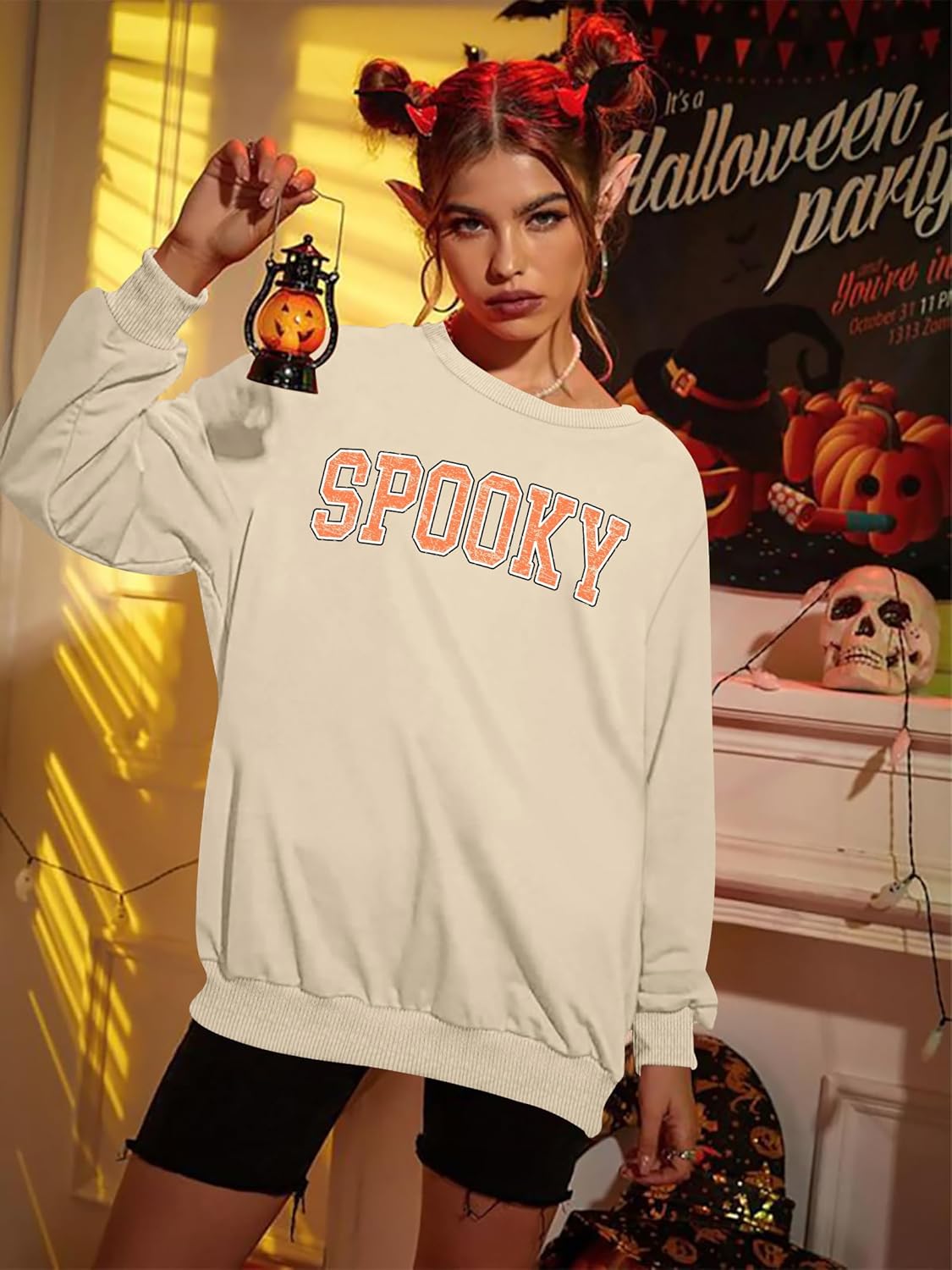 Halloween Sweatshirts Women: Spooky Season Sweatershirt Ghost Shirts Fall Sweater Pullover Top - Image 4
