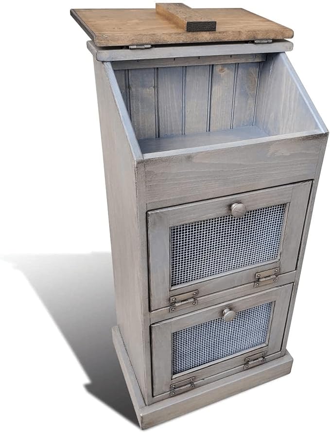 Peaceful Classics Potato Storage Wood Box, Wooden Bread Storage Bins