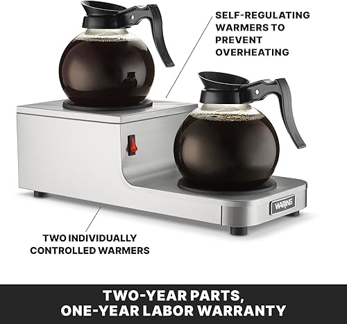 Miniatura 10 de Waring Commercial WCW10 Café Deco - Calentador de jarra de café individual, 120 V, enchufe de 5 a 15 fases, quemador individual plateado