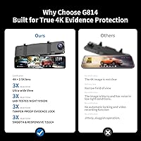 Vista 7 de JOMISE G814 11" 4K+2.5K Cámara de Espejo Retrovisor — Sin WiFi/Bluetooth, Cámara de Salpicadero Frontal y Trasera, Grabadora de Evidencia Pura