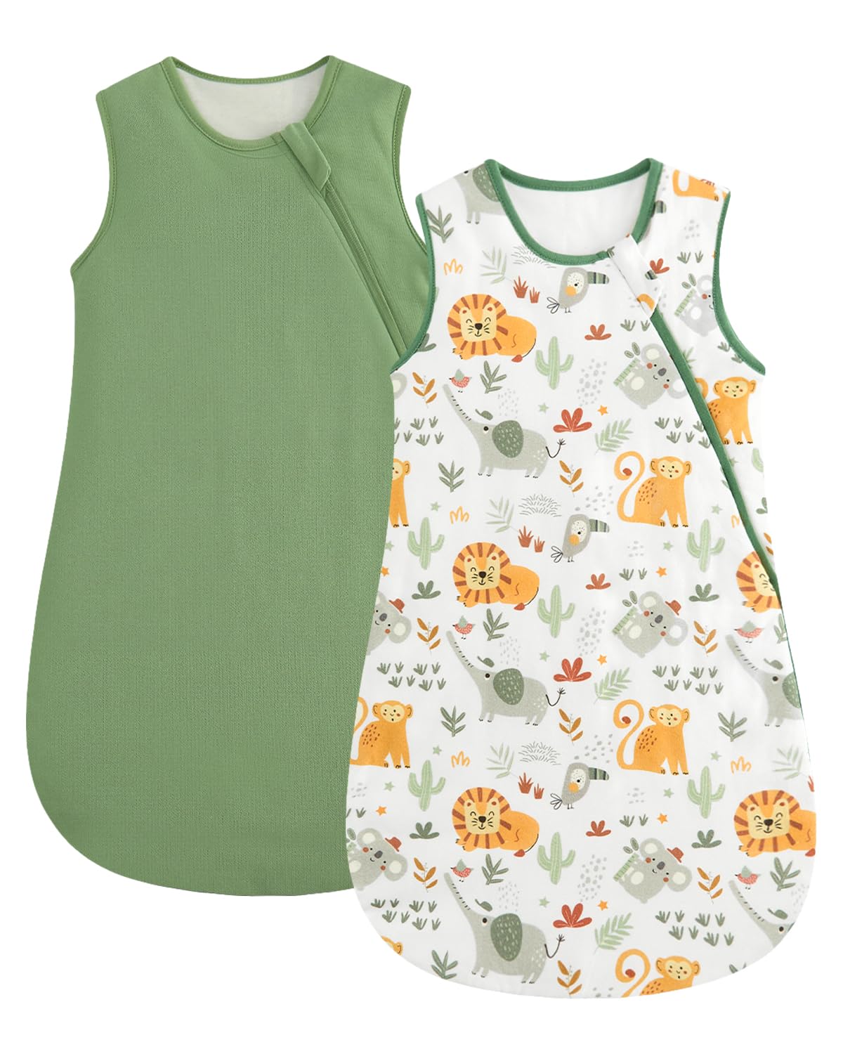 WYTbaby 2er Pack Baby Schlafsack 1.5 Tog, 100% Baumwolle Babyschlafsack für Kleinkind Neugeborene Jungen Mädchen 0-6 Monate