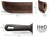 Vista 4 de Mango de piel rústico (mango para sartén de hierro fundido) doble capa, cosido doble y hecho a mano por Hide & Drink: color café