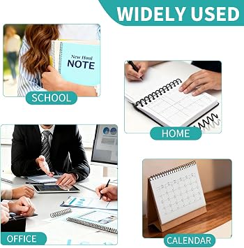Binditek 200 Pack Plastic Spiral Binding Coils, 6mm (1/4) & 8mm (5/16), 4:1 Pitch, Black, for Letter Size, 48 Loops, 100 Pack Each Size, for Students and Coworkers