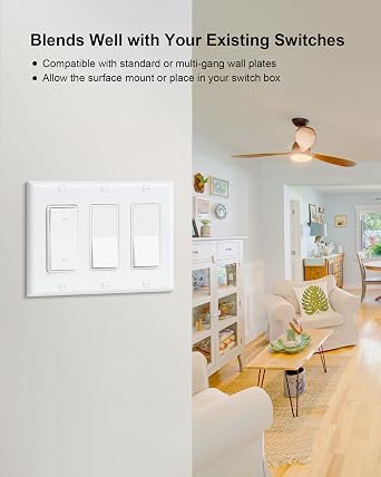 Wireless Light Switch and Receiver Kit, Decorator Rocker Switch