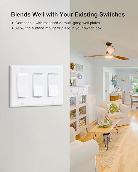 Wireless Light Switch and Receiver Kit, Decorator Rocker Switch