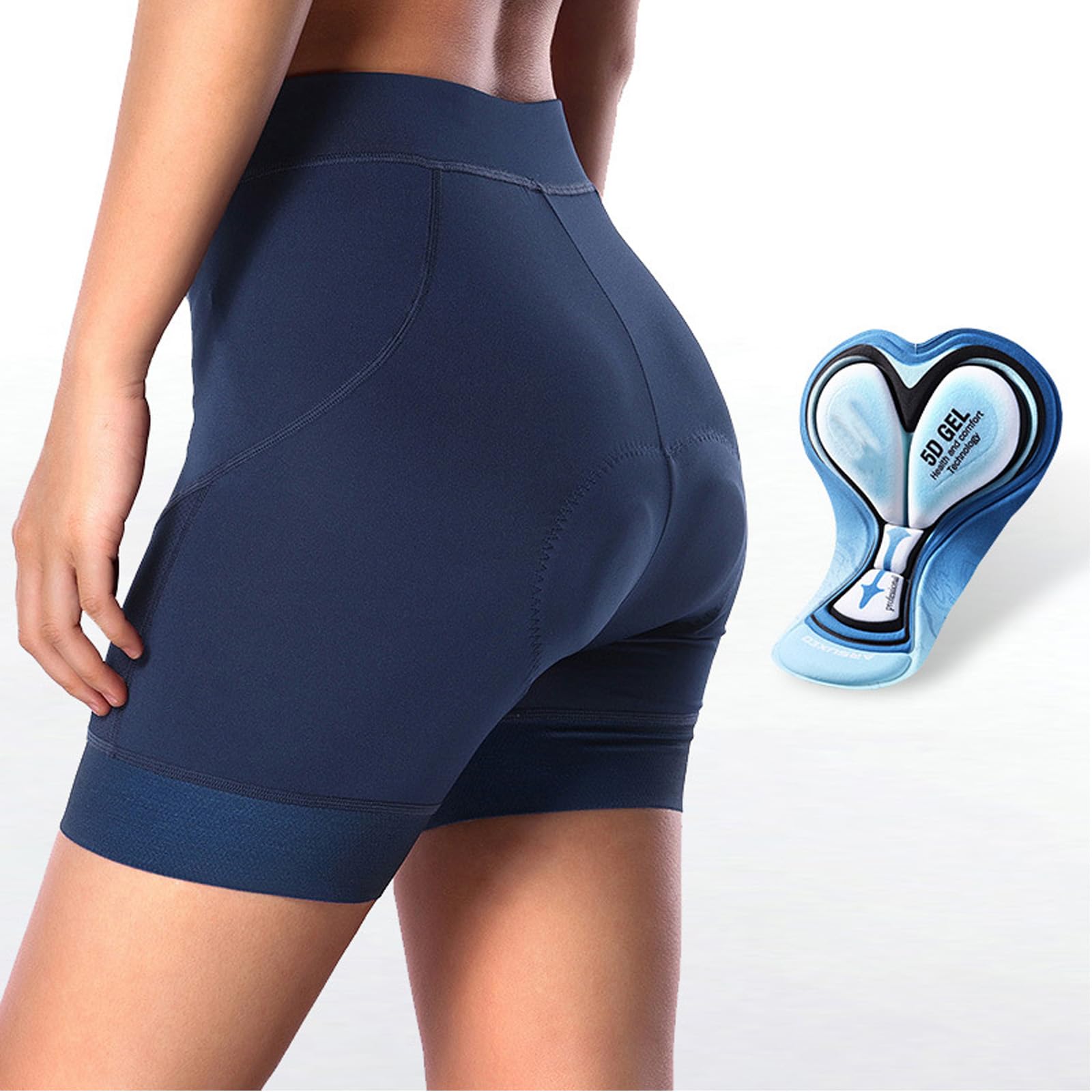 Intimo da Ciclismo Donna Short Imbottiti 5D Leggeri Traspiranti Asciugatura Rapida, Pantaloncini Intimo da Bici a Vita Alta Antiscivolo per Spinning, MTB, Strada