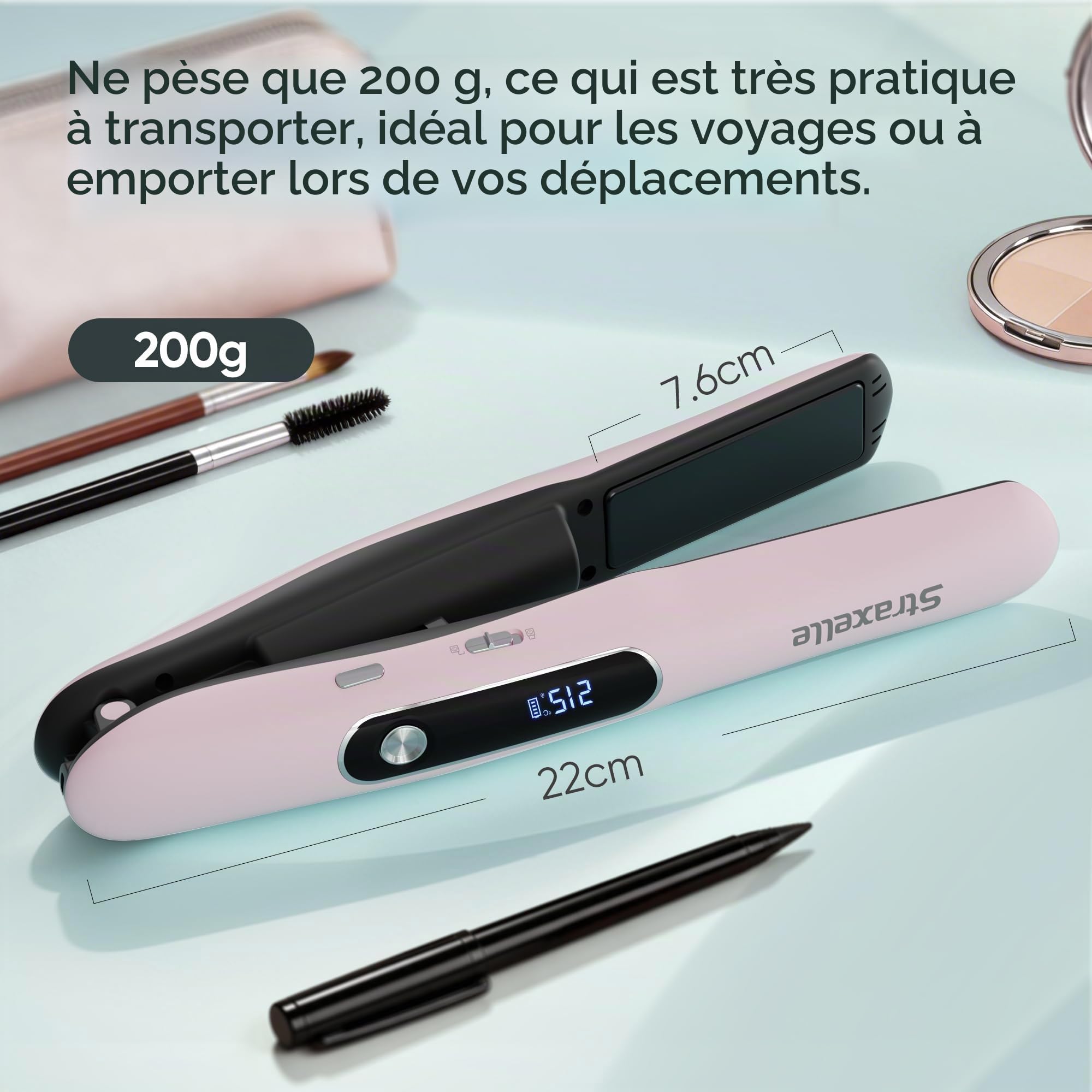 2 en 1 Mini Lisseur Sans Fil de Voyage 175°C-215°C pour Femmes et Hommes