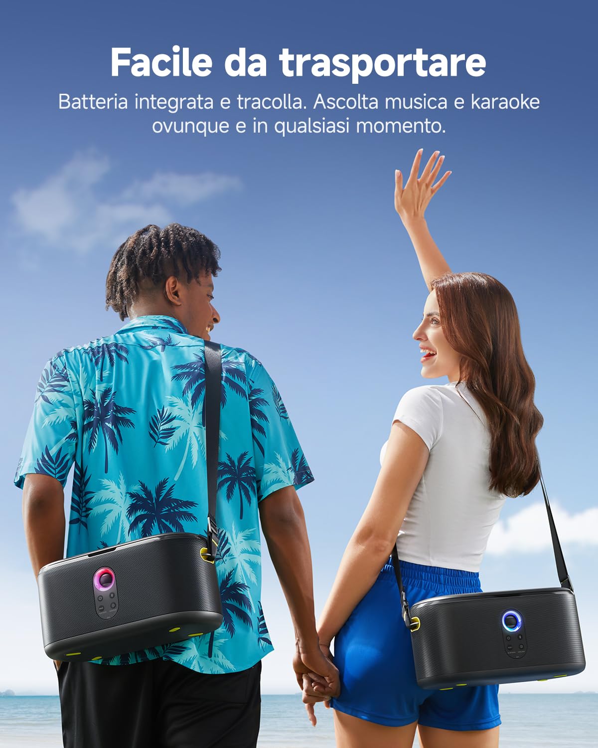 Ikarao Shell S1 Macchina Karaoke con Schermo Integrato, Bluetooth, Microfoni Wireless e Luci da Festa – Perfetta per Bambini, Adulti e Attività all’Aperto