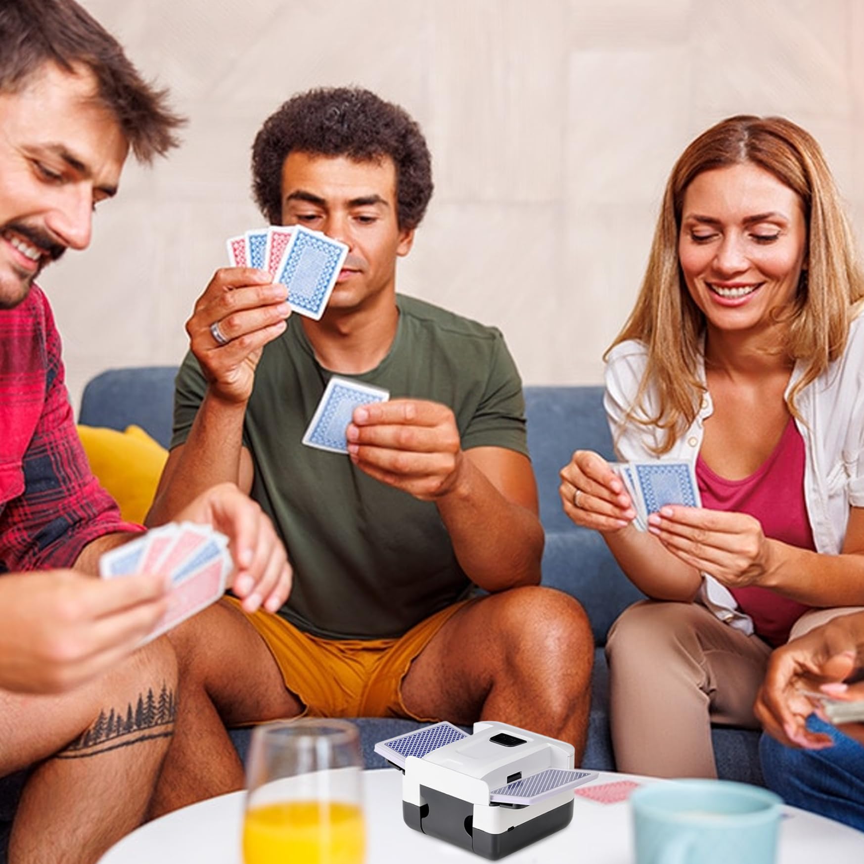 Barajador de Cartas automático, barajador de Cartas de póquer portátil Recargable de bajo Ruido, 2 Barajas para Juegos de póquer, Blackjack, Rummy