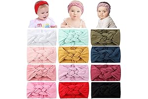 Cinaci Baby Knot Headbands - 12 Pack Solid Super Stretchy Nylon Wide...