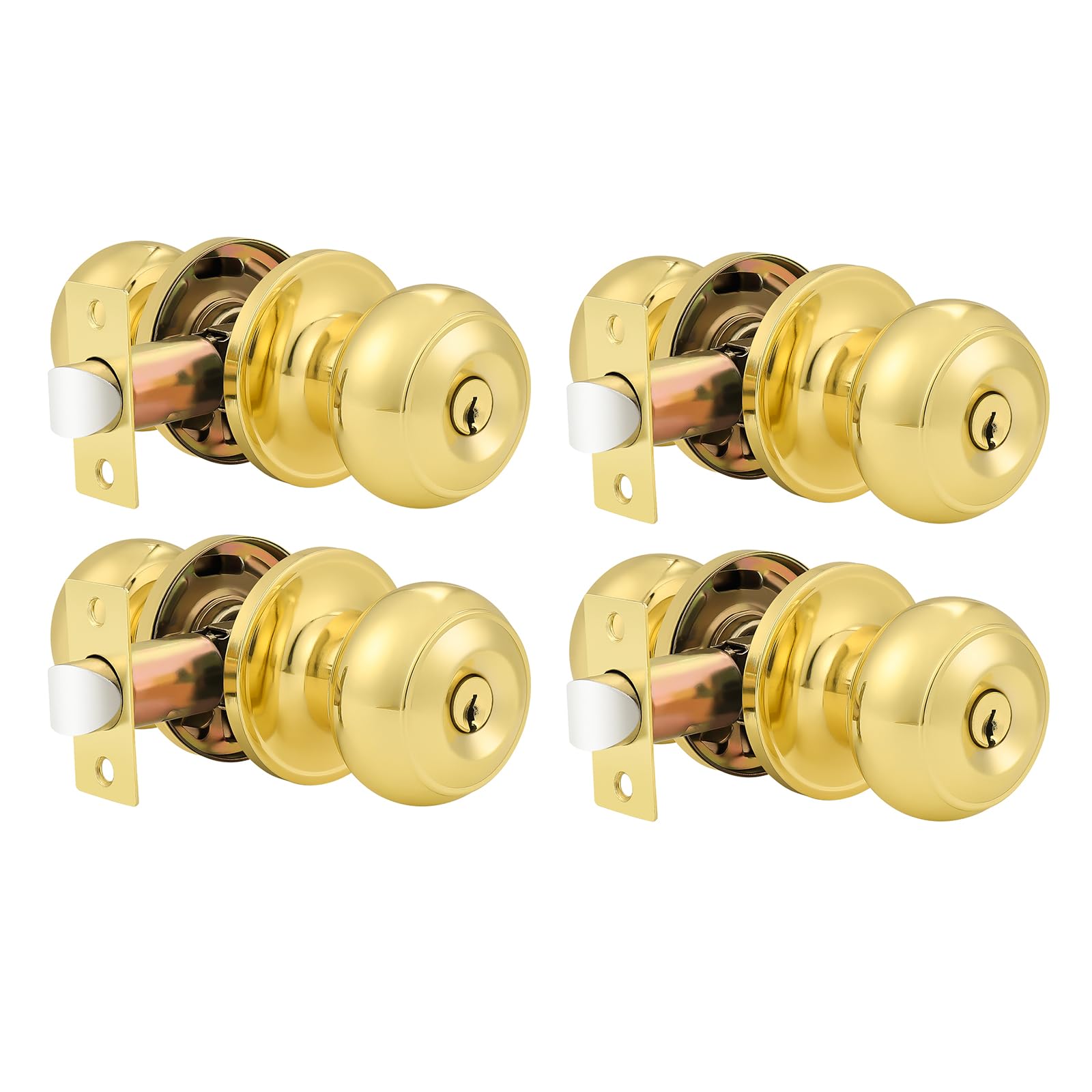 Polished Brass Door Knobs - Keyed Entry Locks -8
