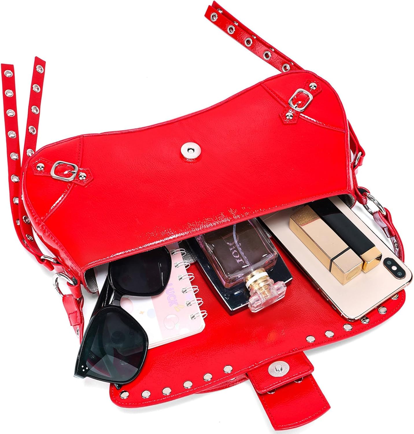 Women's Shoulder Bag Studded Punk Rivet Purse Y2K PU Leather Clutch Y2k Purses for Women Small Purse Hobo Bags