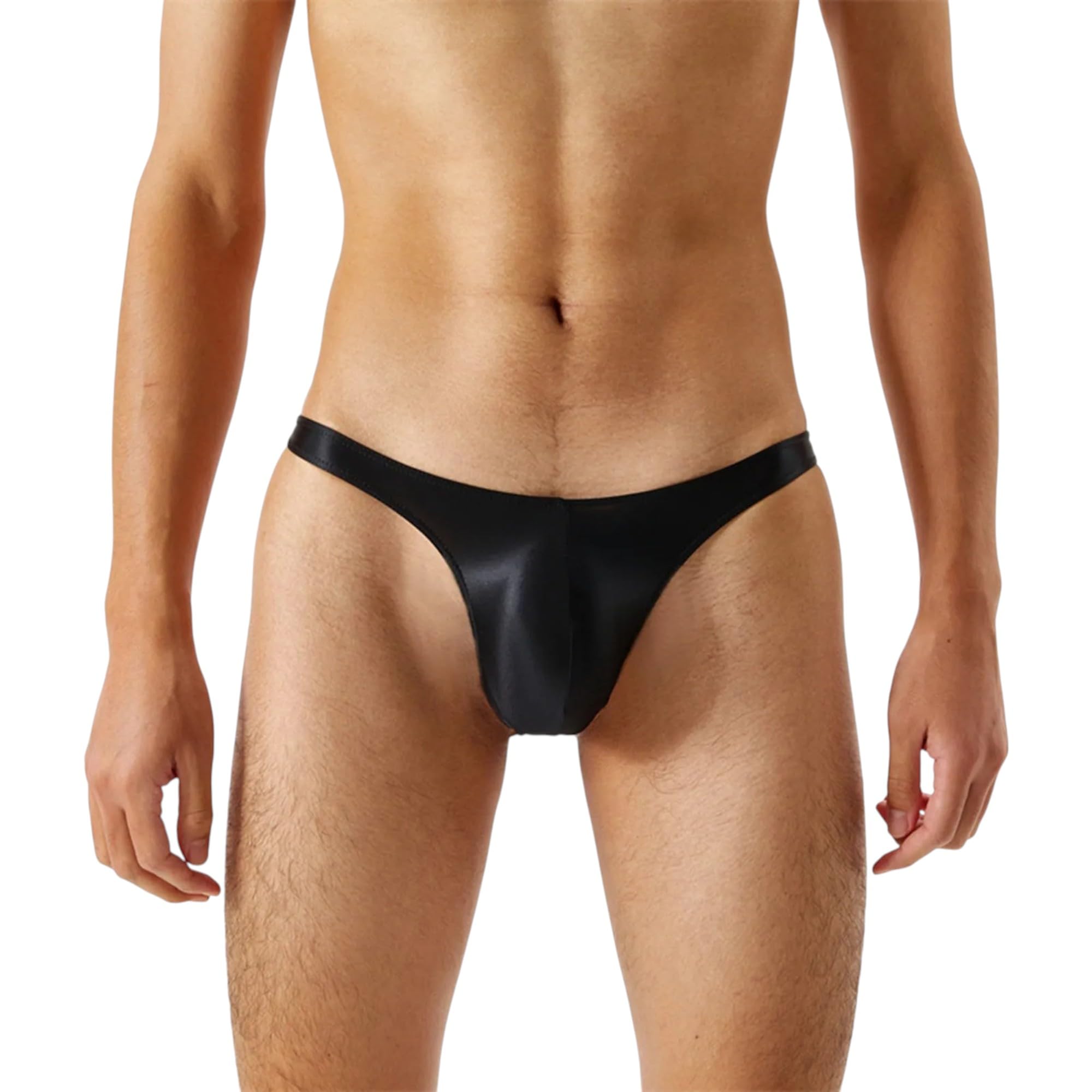 Photo 1 of Men's Sissy Glossy Thong Panties, Femboy Panty Underwear Lingerie for Cross-dressers (US, Alpha, XX-Large, 3X-Large, Regular, Regular, Black)